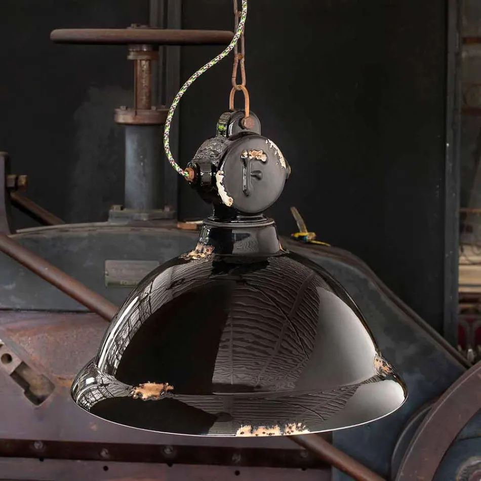 Lustr zvonek vinobraní keramiky a metalo Angela Ferroluce Viadurini