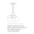 Sedmisvětlý lustr z leštěného nebo saténově hnědého skla vyrobený v Itálii - Althea Viadurini