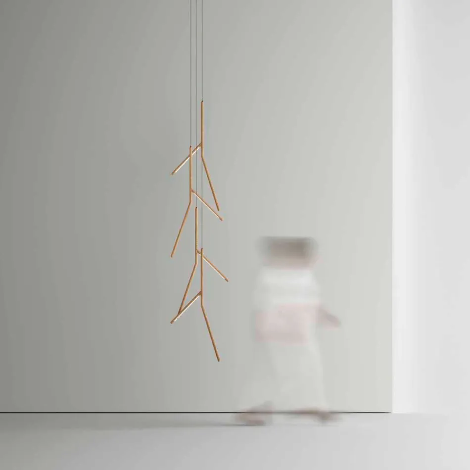 Závěsný lustr s unikátní dřevěnou rozetou Made in Italy - Orlov Viadurini