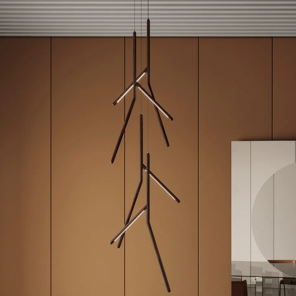 Závěsný lustr s unikátní dřevěnou rozetou Made in Italy - Orlov Viadurini