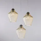 Závěsné svítidlo Alnitak se 3 světly, černé sklo a kov Viadurini