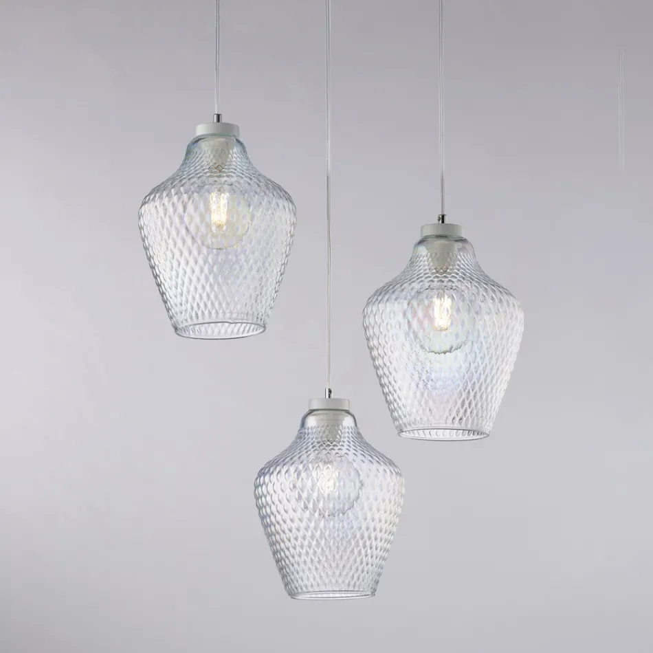 Závěsné svítidlo Alnitak se 3 světly, černé sklo a kov Viadurini