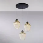 Závěsné svítidlo Alnitak se 3 světly, černé sklo a kov Viadurini