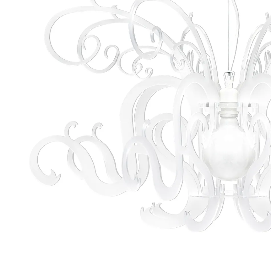 Závěsný lustr v bílém plexiskle, recyklovatelný design - Sancho Viadurini