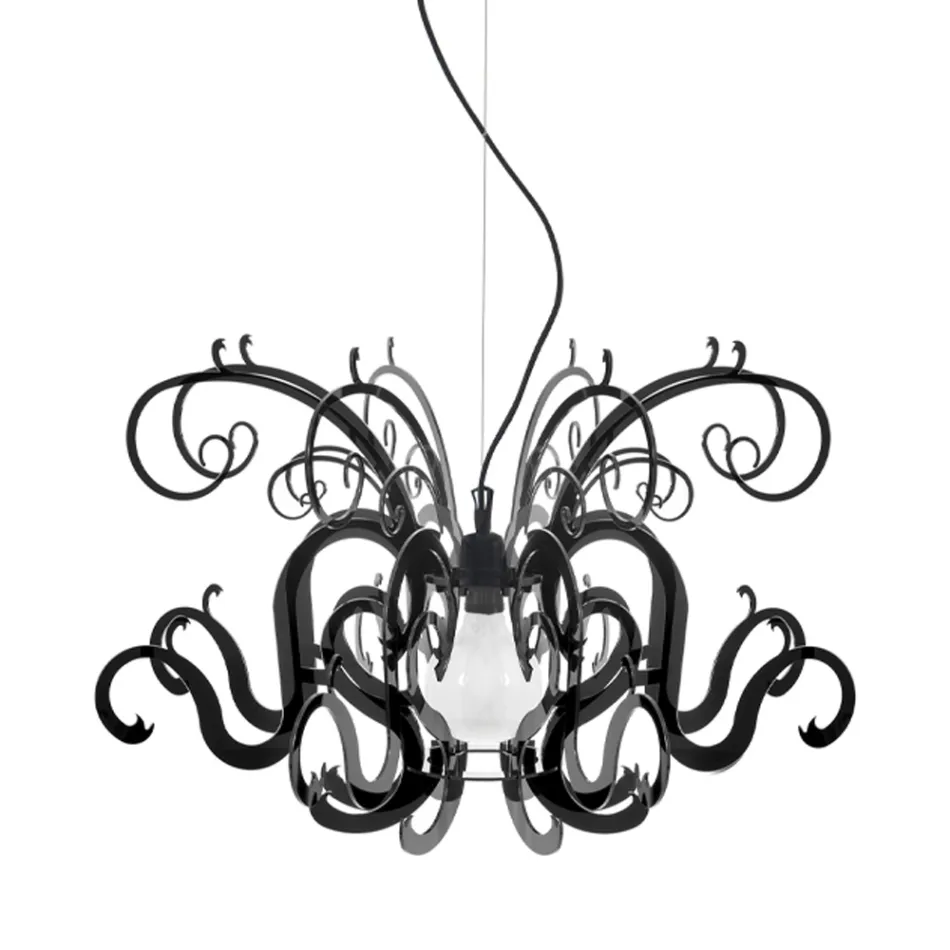 Závěsný lustr z recyklovatelného bílého nebo černého plexiskla - Sancho Viadurini