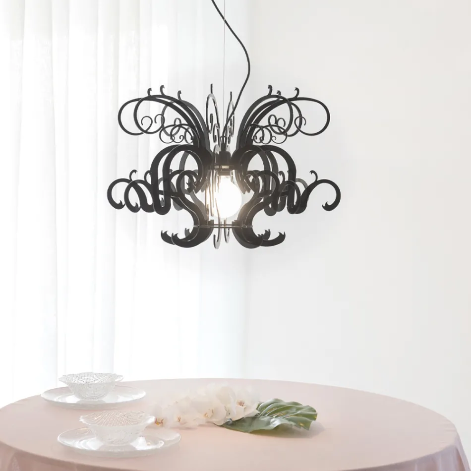 Závěsný lustr z recyklovatelného bílého nebo černého plexiskla - Sancho Viadurini