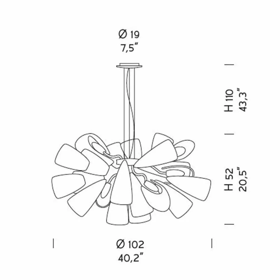 Řemeslný lustr s 21 světly z benátského skla, vyrobený v Itálii - Diamonique Viadurini