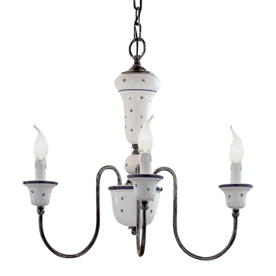 Ručně vyráběný keramický a starožitný mosazný lustr - Sanremo Viadurini