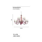 Klasický lustr 12 světel z ručně vyráběného italského skla a kovu - Oliver Viadurini