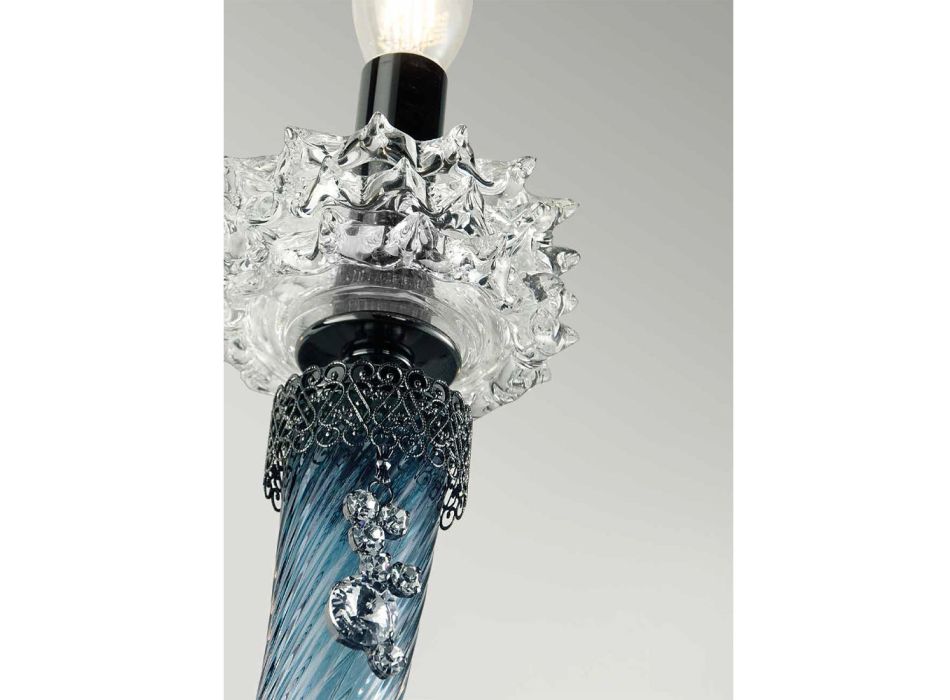 Klasický lustr se 6 světly z italského luxusního ručně vyráběného skla - fyziologický roztok Viadurini