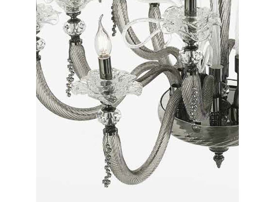 Klasický lustr z foukaného skla s květinovými detaily - Bluminda Viadurini