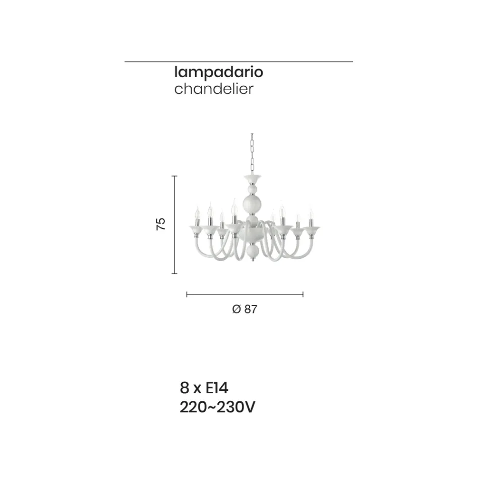 Luxusní italský ručně vyráběný skleněný lustr 8 světel - Mindful Viadurini