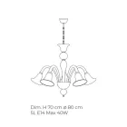 Klasický řemeslný lustr z foukaného bílého benátského skla - Elsa Viadurini