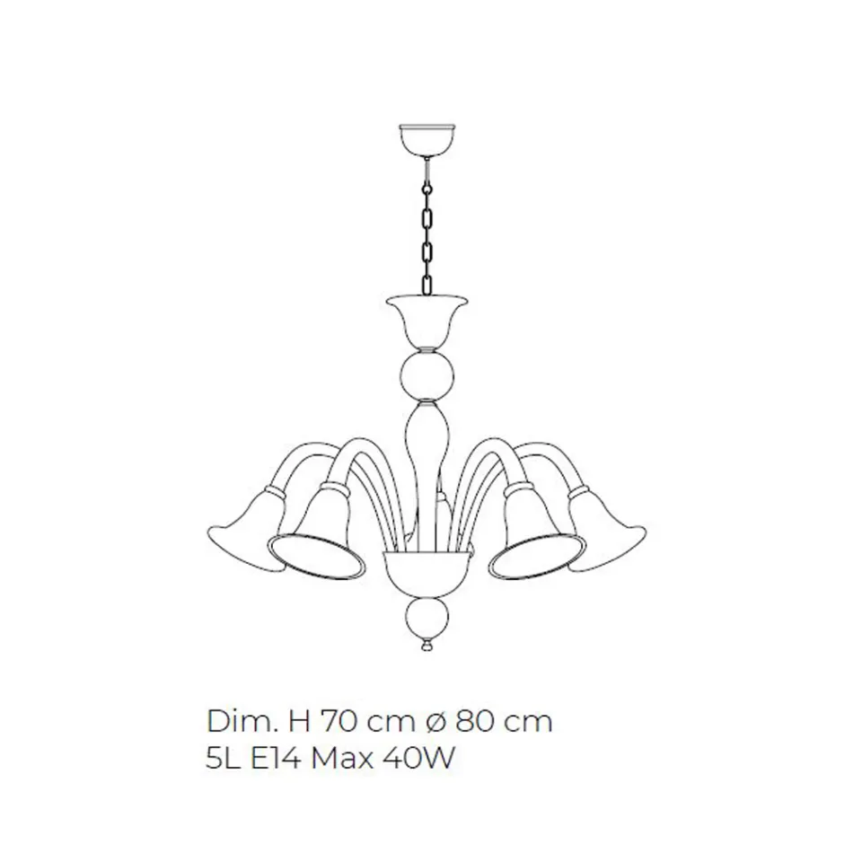 Klasický řemeslný lustr z foukaného bílého benátského skla - Elsa Viadurini