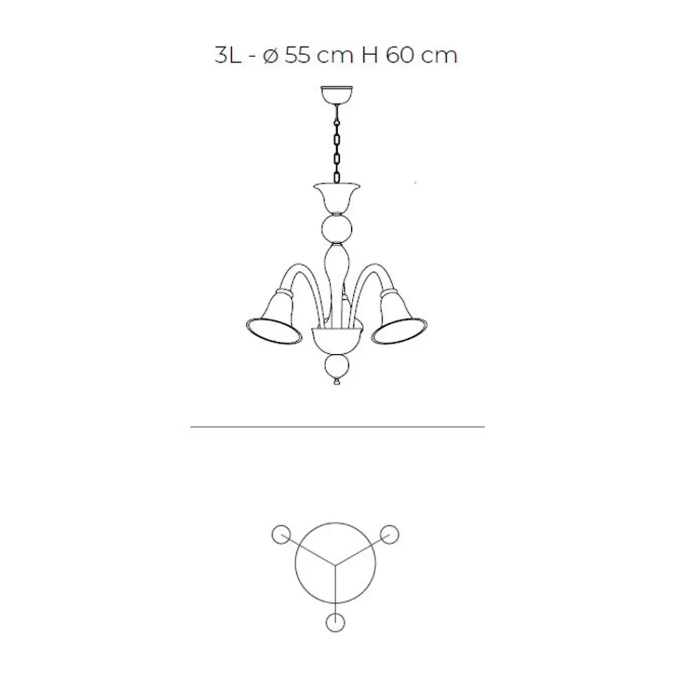 Klasický řemeslný lustr z foukaného bílého benátského skla - Elsa Viadurini