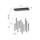 Lustr s 10 LED světly z lakovaného kovu a nastavitelnými kabely - modřín Viadurini