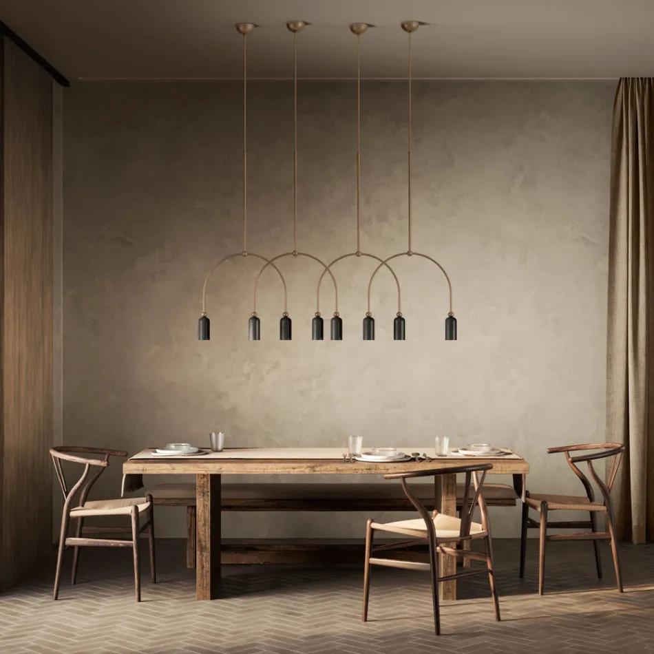 Lustr se 2 světly v různých povrchových úpravách Made in Italy - Lady Viadurini