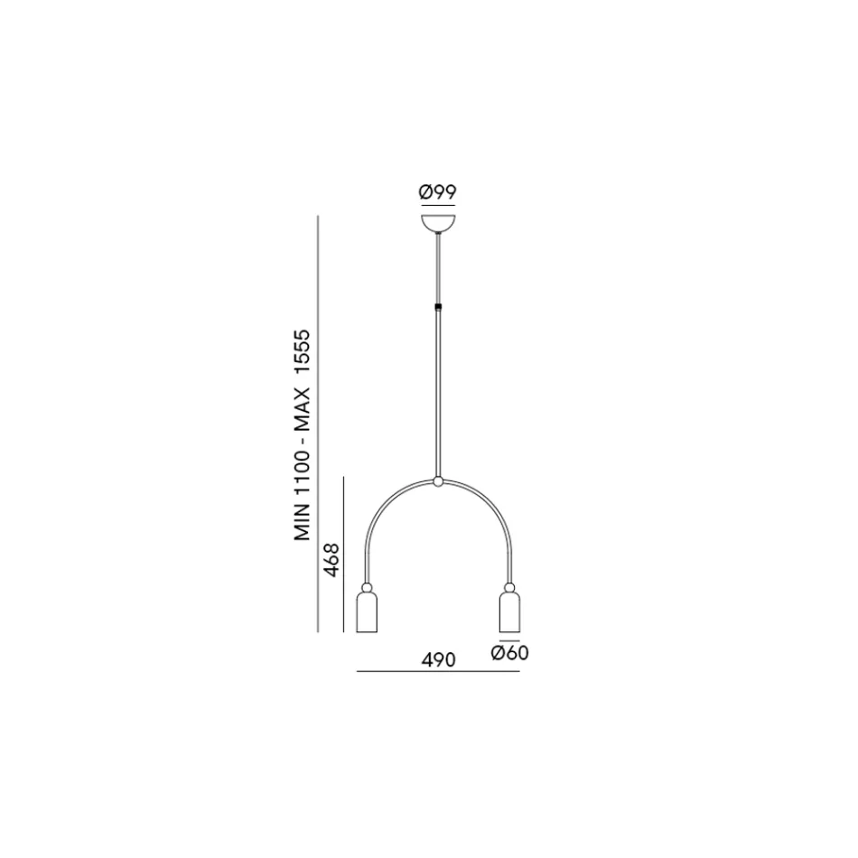 Lustr se 2 světly v různých povrchových úpravách Made in Italy - Lady Viadurini