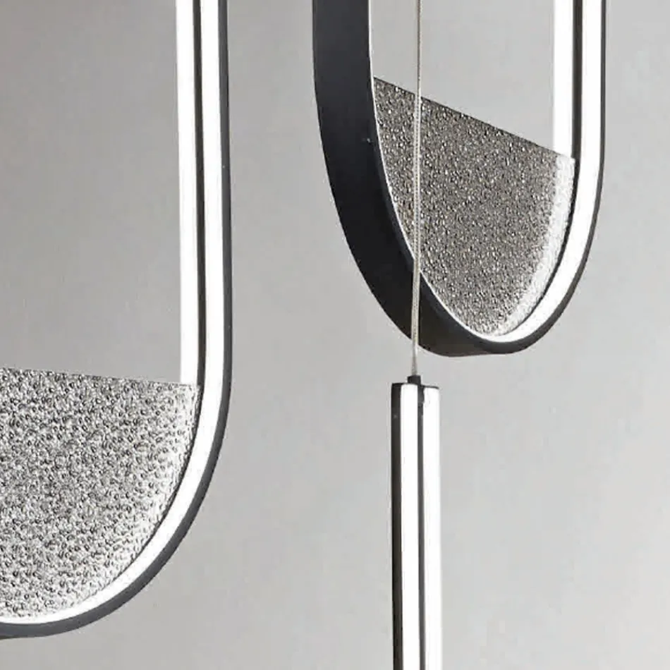 Lustr se 3 LED diodami s vyjímatelnou vložkou z granulovaného skla - Catalpa Viadurini