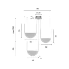 Lustr se 3 LED diodami s vyjímatelnou vložkou z granulovaného skla - Catalpa Viadurini