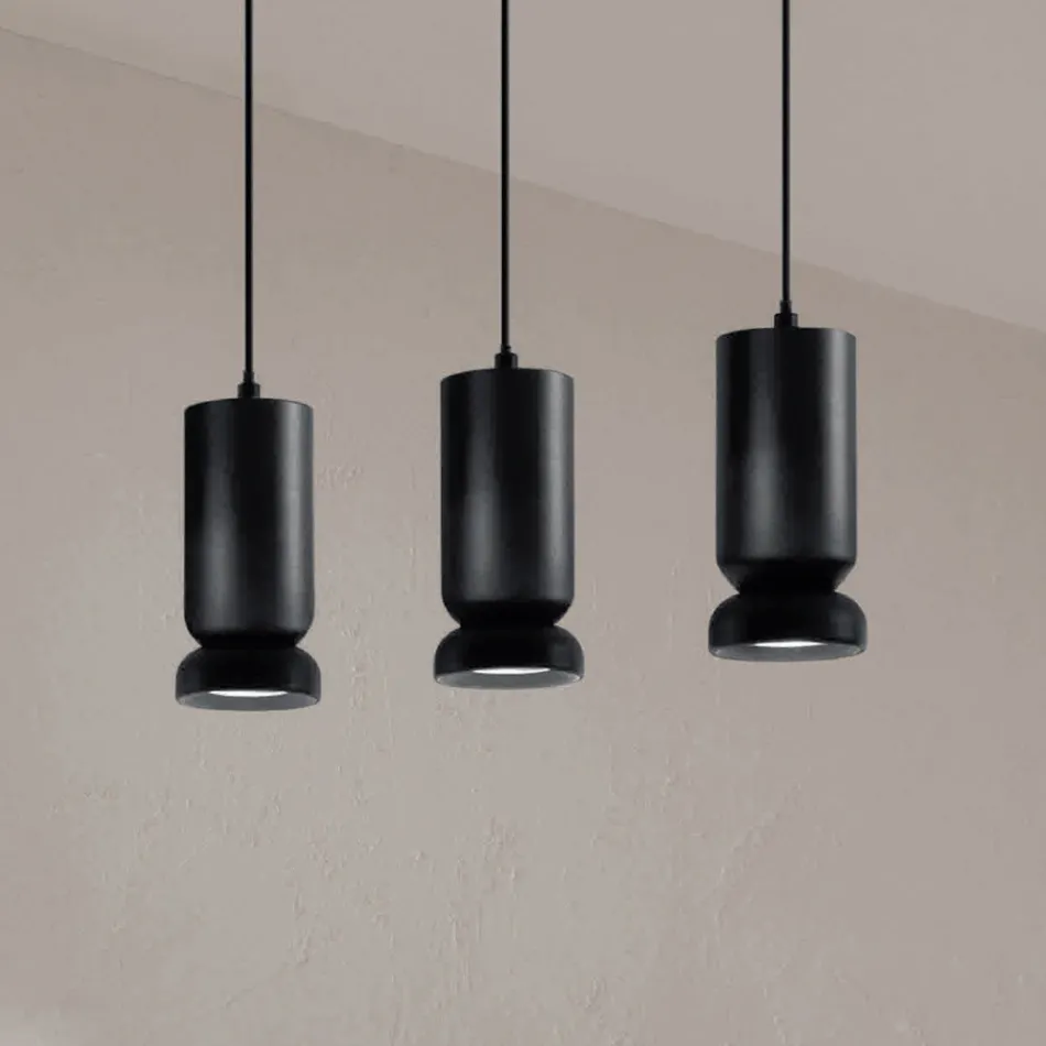 Lustr se 3 LED diodami z práškově lakovaného hliníku a nastavitelným kabelem - Buxus Viadurini