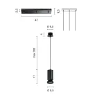 Lustr se 3 LED diodami z práškově lakovaného hliníku a nastavitelným kabelem - Buxus Viadurini