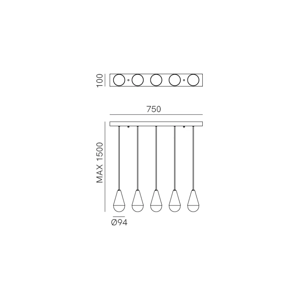 Lustr s 5 světly ze železa a skla Made in Italy – zataženo Viadurini