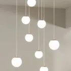 Lustr s 8 LED pokrytými volitelným barevným sklem a základnou z kovu - buk Viadurini