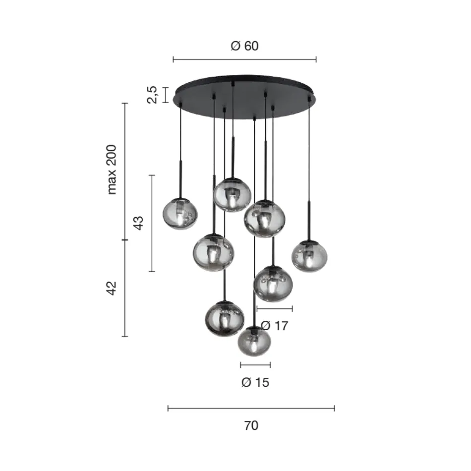 Lustr s 8 LED ve zlatě lakovaném kovu a foukaném skle - Ailanto Viadurini