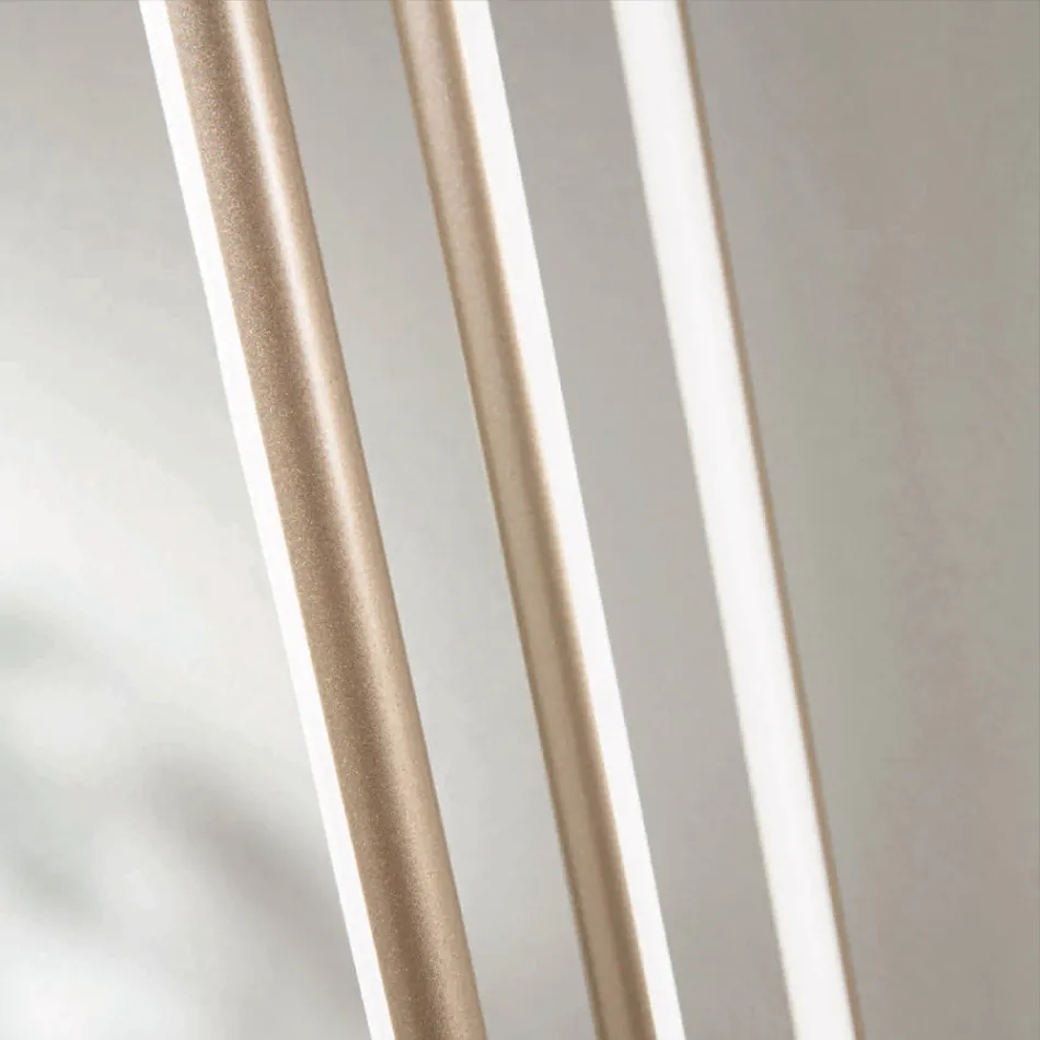 Lustr s 8 LED světly ve zlatém lakovaném kovu a nastavitelnými kabely – oranžový Viadurini