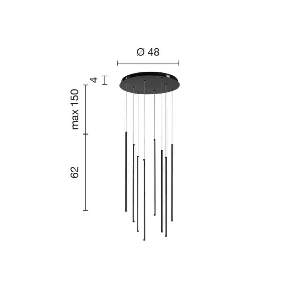 Lustr s 8 LED světly ve zlatém lakovaném kovu a nastavitelnými kabely – oranžový Viadurini
