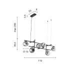 Lustr s LED ve zlatě lakovaném kovu a foukaném skle - Ailanto Viadurini