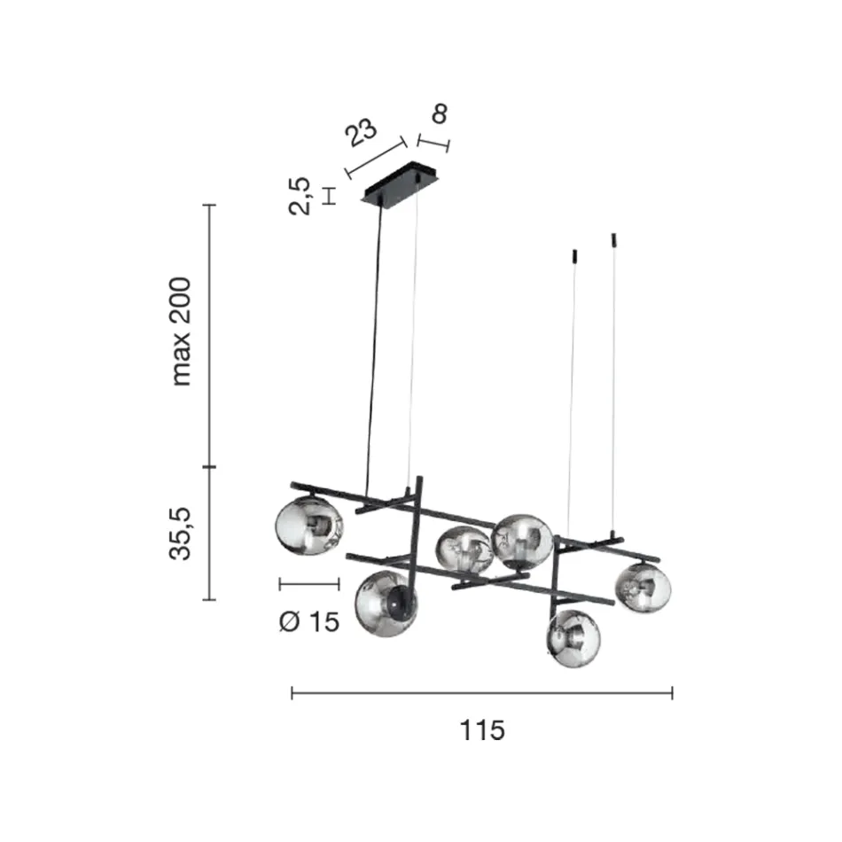 Lustr s LED ve zlatě lakovaném kovu a foukaném skle - Ailanto Viadurini