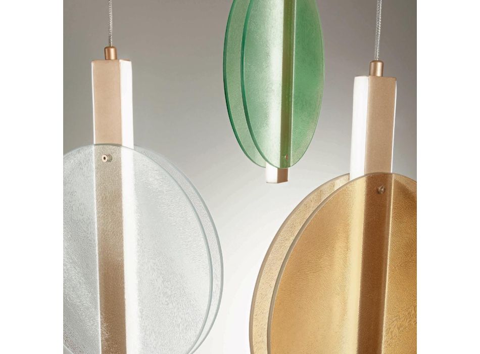 Lustr s LED z lakovaného kovu a texturovaného skla - Baobab Viadurini