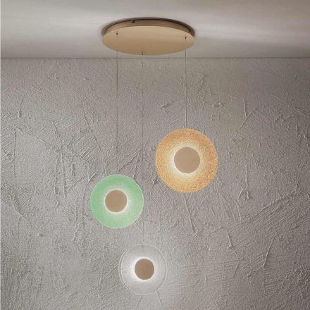 Lustr s LED světlem z lakovaného kovu a barevného skla - Albizia Viadurini