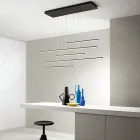 Lustr s horizontálními LED světly z kovu a nastavitelnými kabely - oranžový Viadurini