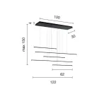 Lustr s horizontálními LED světly z kovu a nastavitelnými kabely - oranžový Viadurini