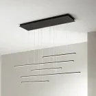 Lustr s horizontálními LED světly z kovu a nastavitelnými kabely - oranžový Viadurini