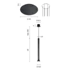 Lustr s černě lakovaným kovovým rámem a nastavitelnými kabely - bříza Viadurini