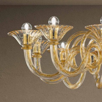 12 světel ručně vyráběného benátského skleněného lustru vyrobené v Itálii - Margherita
