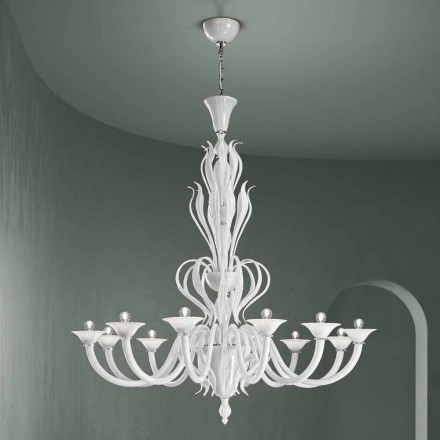 Skleněný lustr 12 světel, ručně vyrobený v Itálii - Agustina Viadurini