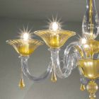 Skleněný lustr 5 světel, ručně vyrobený v Itálii - Margherita Viadurini