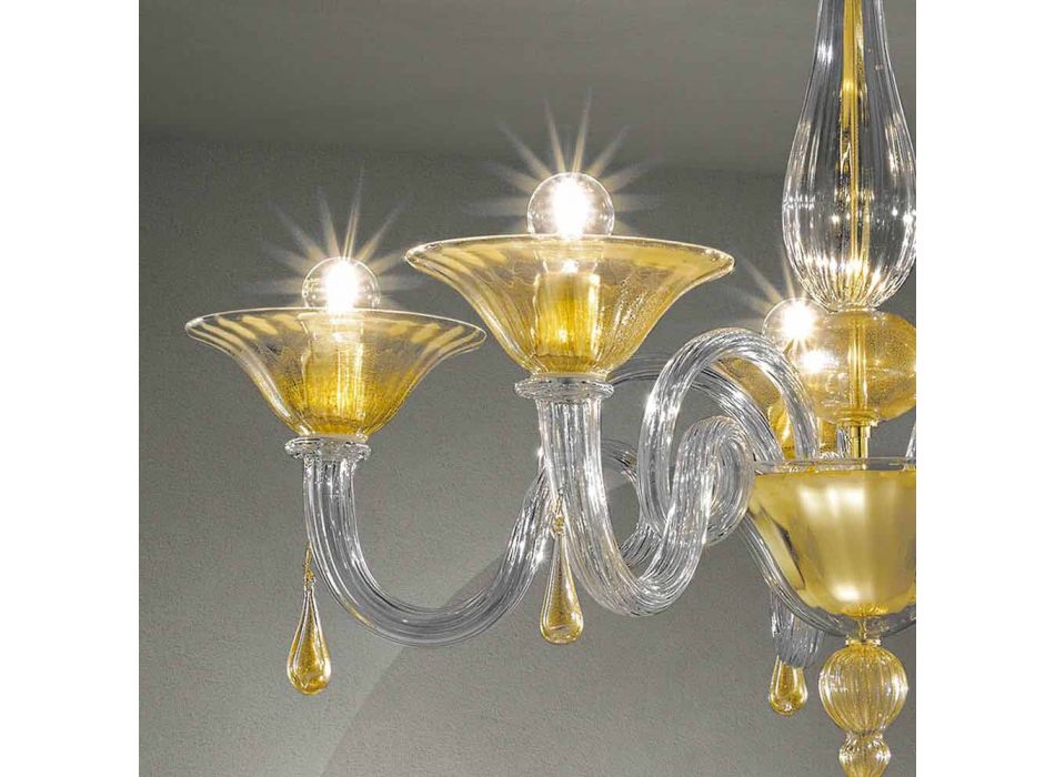 Skleněný lustr 5 světel, ručně vyrobený v Itálii - Margherita Viadurini