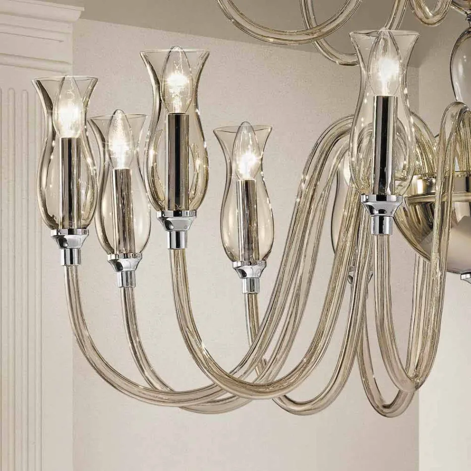 Ručně vyrobený lustr s 18 světly z benátského skla vyrobený v Itálii - Vittoria Viadurini