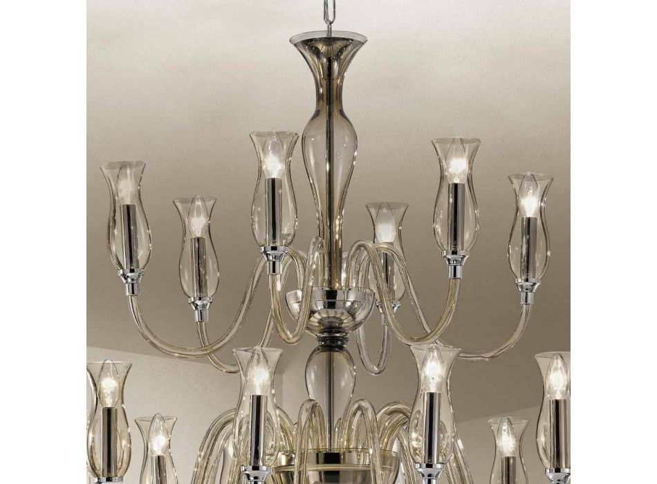 Ručně vyrobený lustr s 18 světly z benátského skla vyrobený v Itálii - Vittoria Viadurini