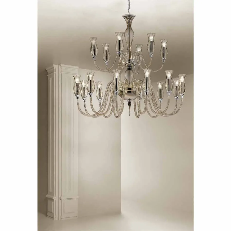 Ručně vyrobený lustr s 18 světly z benátského skla vyrobený v Itálii - Vittoria Viadurini