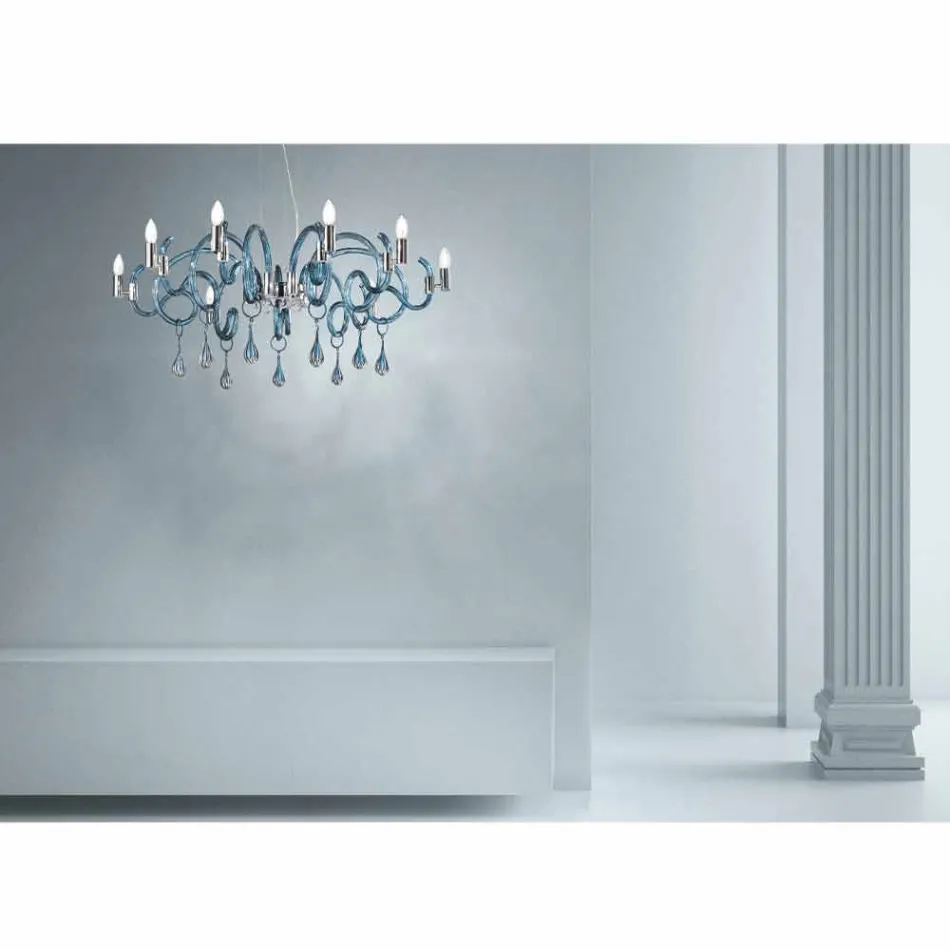 Ručně vyrobený 9 světelný lustr z benátského skla vyrobený v Itálii - Bernadette Viadurini