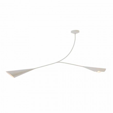 Ručně vyrobený bílý malovaný ocelový lustr vyrobený v Itálii - Elica Viadurini