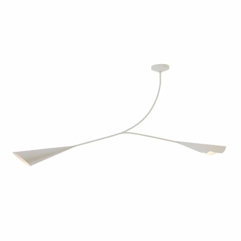 Ručně vyrobený bílý malovaný ocelový lustr vyrobený v Itálii - Elica Viadurini