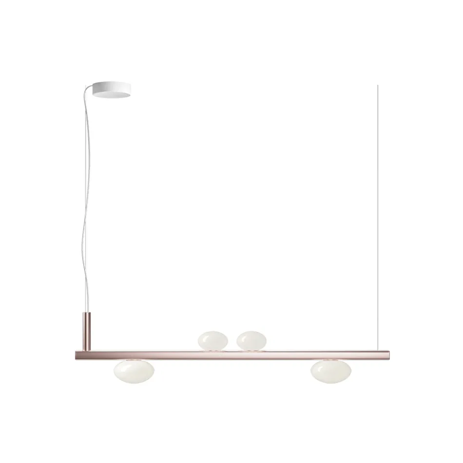 Hliníkový lustr s bílým foukaným skleněným světlem - Alma Viadurini